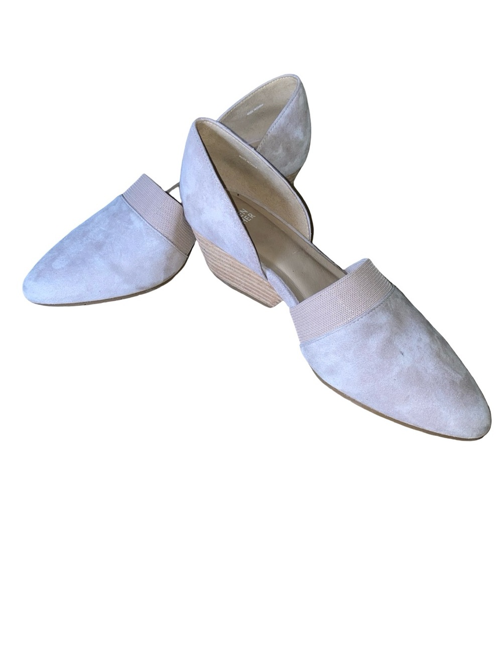 Eileen Fisher Hilly Suede d'Orsay Wedge Pumps Taupe Pointed Toe size 9.5